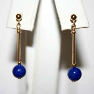14k gold natural Egyptian ROYAL BLUE LAPIS earrings ~  