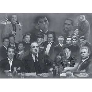  Hollywood Maffia Portrait Charcoal Drawing Matted 16 X 20 