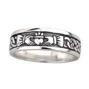  Sterling Silver Gents Oxidised Claddagh Band Jewelry