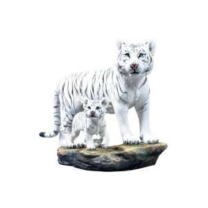  13.5 inch Animal Figure White Tigress and Cub Collectible 