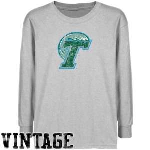  Tulane Green Wave Youth Ash Distressed Logo Vintage T shirt 
