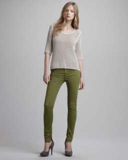 Cotton Linen Anorak, Crochet Top & Skinny Ankle Zip Pants