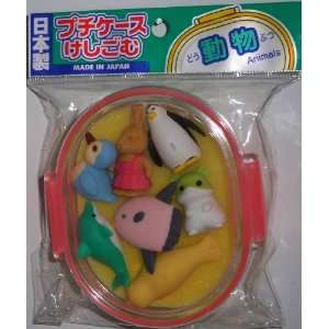  Japanese Eraser Set Animals and Sea Life Erasers (Pink 