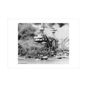  USS West Virginia alight in Pearl Harbor 20x30 poster 