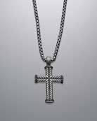 zoom david yurman chevron cross necklace pave black diamond 22