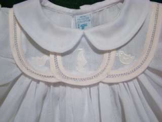 HAND~EMBROIDERED PREEMIE 2PC DRESS W/BLUE OR PINK TRIM & APPLIQUE~NWT 