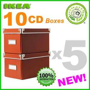 10 ORANGE IKEA STORAGE CD BOXES box LID Container Cases  