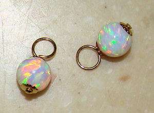6mm Lab White Fire Opal INTERCHANGEABLE Earring Charms YOUR CHOICE YG 