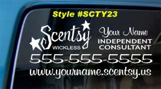 23 SCENTSY WICKLESS CANDLE PERSONALIZED BUSINESS DECAL STICKER CAR 
