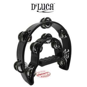  DLuca 9 Inches Double Cutaway Half Moon Tambourine Black 