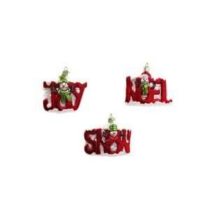   Glass Snowman 4.5 Assorted Christmas Word Ornaments
