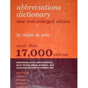  Abbreviations Dictionary Ralph De Sola Books