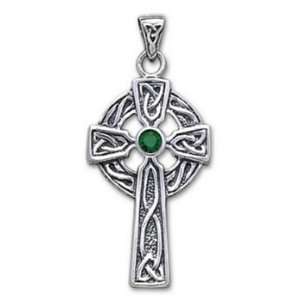  Celtic Cross Stone   Sterling Silver Pendant with Gemstone 