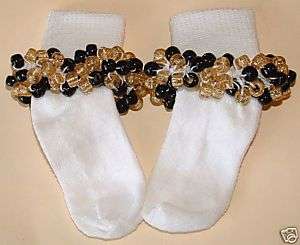 Black & GOLD boutique beaded socks girls shoe size 5 9  