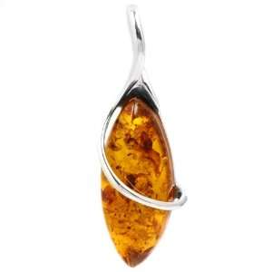  Baltic Light Honey Amber Sterling Silver Marquise Look 