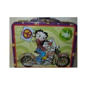  Betty Boop Embossed Tin Lunch Box   On Motorcycle Office 