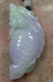 Lavender 100% Natural A Jade jadeite pendant Dragon Fish 339089  
