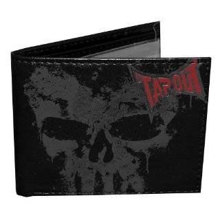TapouT UFC MMA Distressed Skull Genuine Leather Bifold Walle