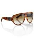 Bottega Veneta Brown Perforated Leather Trim Aviator Sunglasses  