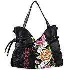 ED HARDY VANESSA LOVE LIFE BLK METALLIC EAST/WEST SHOULDER BAG *FREE 