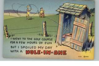 GOLFING COMIC Bathroom Humor Golf Ball in Outhouse PC  