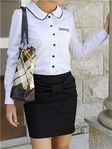 Career lady elegant dress up sexy ribbon suit skirt  