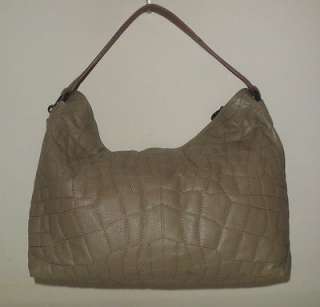 BCBG MAX AZRIA HANDBAG LIGHT BROWN TAUPE CROCO QUILTED LEATHER HOBO 