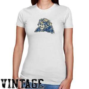  Pitt Panthers Ladies White Distressed Logo Vintage Slim 