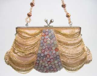 DESIGNER Multi Colored Beaded Mini Handbag Evening Tote  