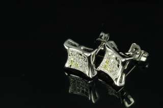 Mens / Ladies Rhodium Plated Sterling Silver Bling Kite Pave CZ Stud 