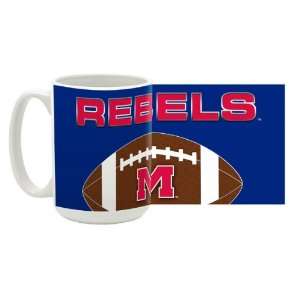 University of Mississippi 15 oz Ceramic Coffee Mug   Rebels Football 