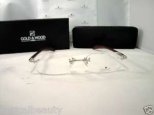 Gold & Wood Paris Rimless Eyeglasses in Cloves/Mahogany Cherry A06 