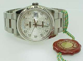Mens White Gold Rolex Oyster Day Date Diamond Watch  