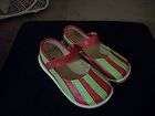 NEW SIZE 13 PUDDLE JUMPER SHOES RED & GREEN STRIPE TRENDY BOUTIQUE 