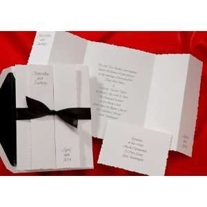   Multi Fold with Black Bow Wedding Invitations