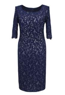 Royalty Inspired Dark Navy Blue Full Lace Dress  