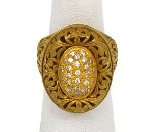 DESIGNER KONSTANTINO 18K GOLD & DIAMONDS LADIES ORNATE DRESS RING 