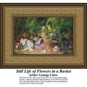  Still Life of Flowers in a Basket Cross Stitch Pattern PDF  