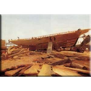  Shipbuilding at Gloucester 16x11 Streched Canvas Art by 
