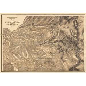   OF THE SIERRA NEVADA CALIFORNIA (CA) BY J. D. WHITNEY 1863   1867 MAP