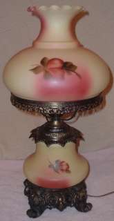 Vintage Fenton Burmese Gone with the Wind Parlor Lamp Large  