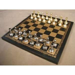   Staunton Metal Chess Set with Leather Chess Board 