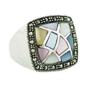 Nickel Free .925 Sterling Silver Multi Color Mother of Pearl Cushion 