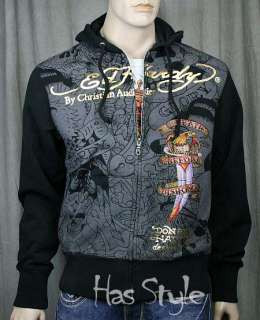 ED Hardy Men Death Before Dishonor Hoodie TIGER L  