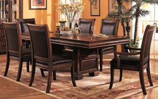 92L DINING Trestle Base TABLE & LEATHER CHAIRS 7PC SET  