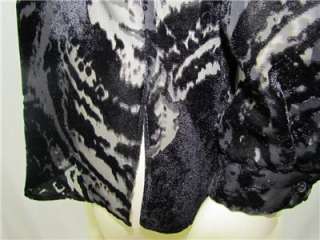   Black TAHARI Isabella Tunic Velvet Burnout Blouse Top w/ Ruffle S,L