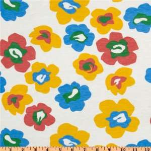 58 Wide Designer Stretch Cotton Jersey Knit Big Flower Buds Yellow 