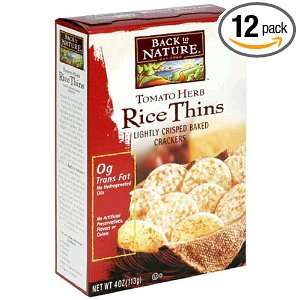 Back to Nature Rice Thins, Tomato Herb, 4 Ounce Boxes (Pack of 6)