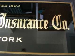   Insurance Co. Sign  Antique Old Reverse Painted Glass 6532  