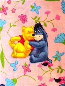 New Eeyore Disney Fabric BTY Winnie The Pooh Cartoon Flowers  